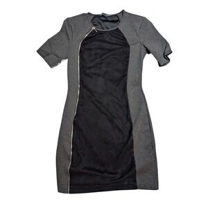 Armani Exchange Bodycon Dress Zipper Detail Short Sleeve S  Gray/Black